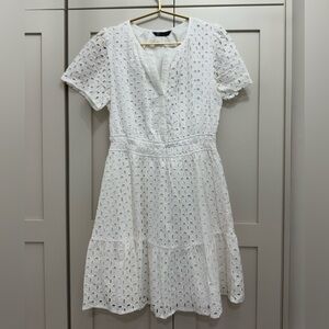 Elegant White Eyelet Midi Dress